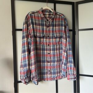 [XL] Lucky Brand Men’s Colourful Holiday Plaid Irish Linen Button Down Shirt